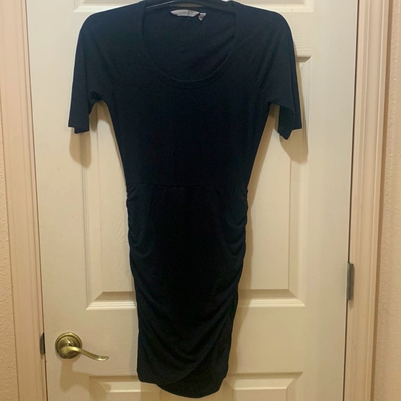 ATHLETA Black Seeker Side Ruched Front Draped Athletic Dress Sz XXS - Picture 2 of 5